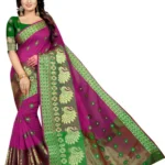 Pink With Green Color Combination With Banarasi Peacock Design Saree