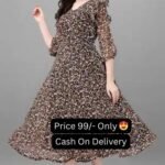 Black And White Color Leopard Print Long A-Lion Georgette Women's Dress