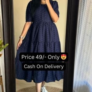 Royal Blue Color With Cotton Lining 3 Layer Jalar Long Women's Kurti