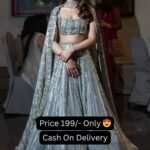 Grey Color Georgette Sequins Embroidery Work Lehenga Choli with Blouse And Dupatta