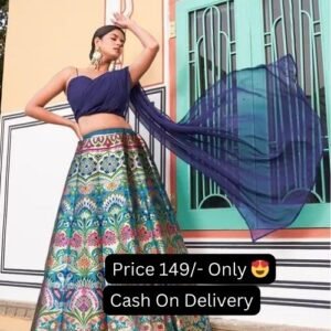 Jacquard Blue Color Banarasi Silk Zari Work With Blouse And Dupatta Lehenga Choli