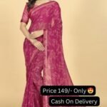Maroon Color Floral Printed And Lace Bangalore Silk Saree With Blouse Piece