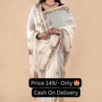 Multi Color Thread Handwork Off White Color Silk Saree With Blouse