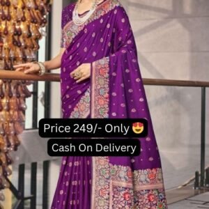 Purple Color Weaving Thread Work On Border And Pallu Silk Saree