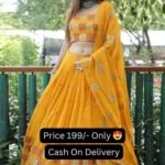 Yellow Color Georgette Sequence with Thread and Zari Embroidery work Lehenga Choli