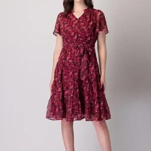 Printed Georgette Rounded Jalar Maroon Color Women's Dress