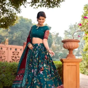 Floral Printed Patola Style With Maroon Border Ready To Wear Lehenga