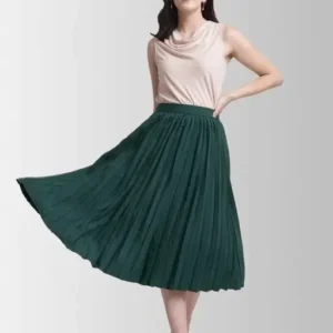 Elegant Western Green Color Crepe Women's Skirt