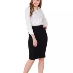 Solid Lycra Stretchable Black Color Women's Skirt