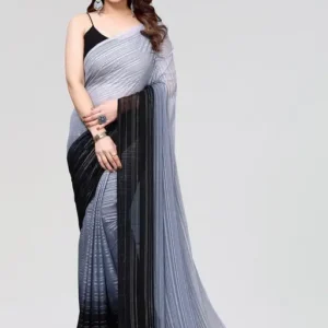 Black and Silver Grey Color With Zari Woven Pattern Saree