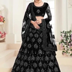 Black with Golden Embroidered Worked Lehenga Choli