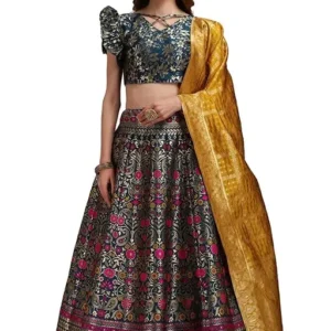 Red Floral Bollywood Stylish Jacquard Woven Banarasi Lehenga Choli