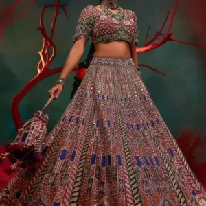 Red Color with Multi-Worked Design Women's Bridal Lehenga Choli