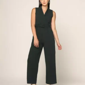 Casual Party Wear Y Neck With Pocket And Belt Full Long Women's Jumpsuit