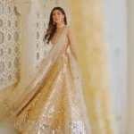 Wonderful Golden Lehenga With Sequence And Embroidery Work Women's Lehenga Choli