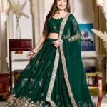 Beautiful Dark Green Color With Golden Embroidered Women's Lehenga Choli