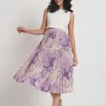 Purple Color Marble Print A-Line Midi Type Women's Skirt