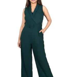 Solid Green Color Full Length Stylish Comfort Fit Women's Jumpsuit