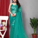 Satin Green Color With Zari Woven Designs Saree For Festive Wear