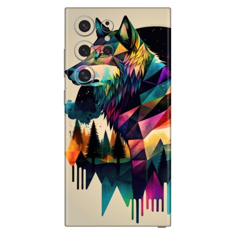 Colorful Geometric Wolf Pine Tree Mobile Skin for Apple iPhone, Samsung & More