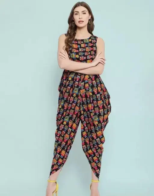 Dhoti jumpsuit, Stylish jumpsuit, one piece dress, Stylish dress, Owl Print