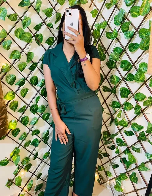 Trendy Green Cap Sleeve Tie-Waist Jumpsuit for Women – Stylish Party Wear